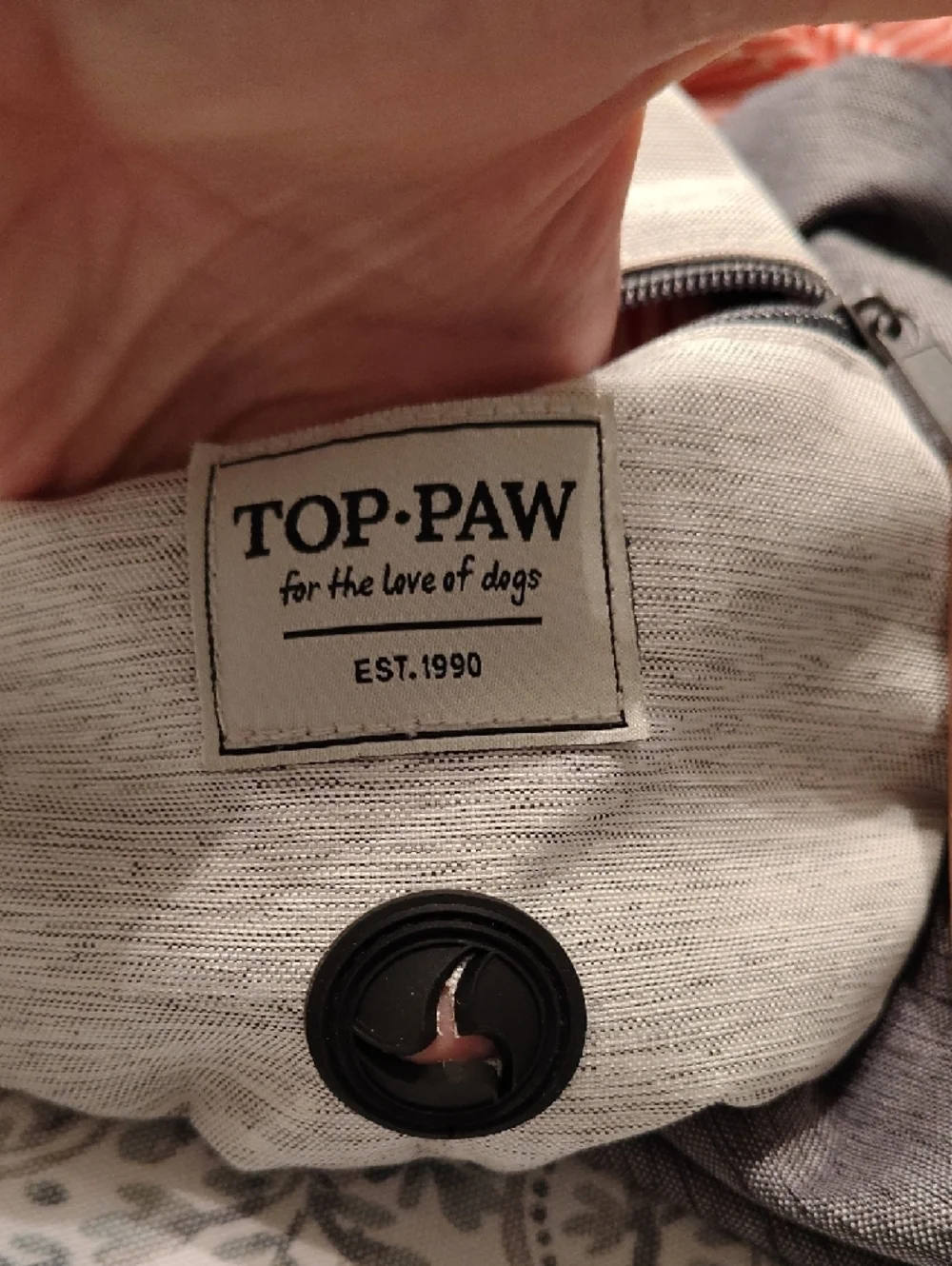 Top Paw Heather Gray Sling Carrier with Orange-Striped Lining
